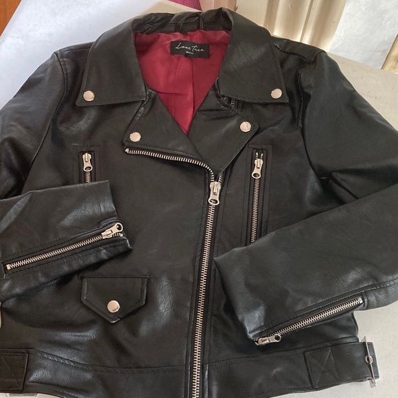 Love Tree Faux Leather Motorcycle Jacket - Picture 1 of 8